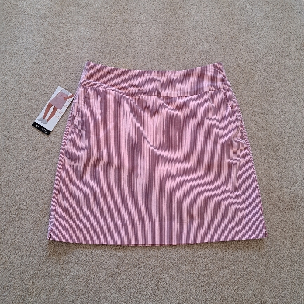 S.C.& Co. Pull On Skort Pink White Striped Stretch Womens Various Sizes Summer